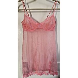 Victoria's secret lingerie pink top dress lace mesh underwire 36C
